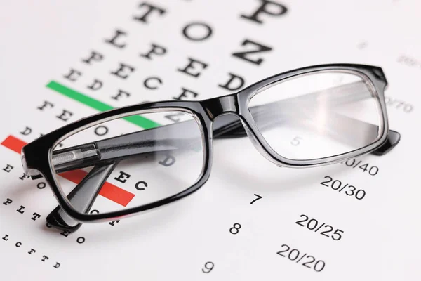 Vision Correction Glasses Background Vision Test Table Space Text High — Stock Photo, Image