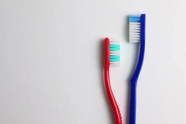 Different Toothbrushes Colored Background Dental Care Oral Health High Quality — Stock Photo, Image