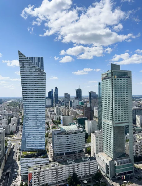 Widok Panoramiczny Centrum Warszawy Nowoczesne Drapacze Chmur Centra Biznesowe Warszawa — Zdjęcie stockowe