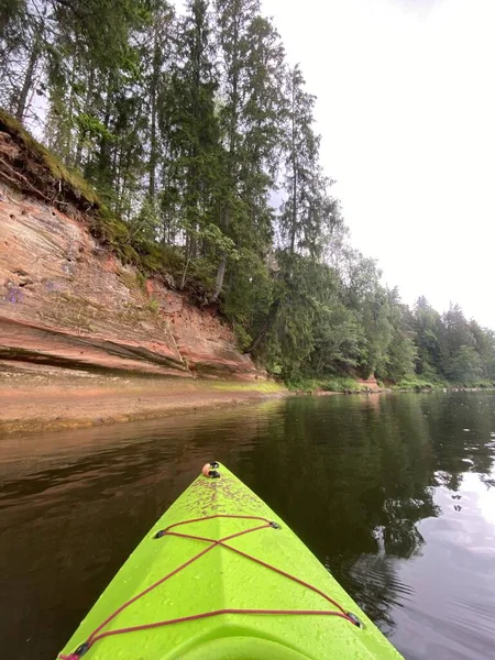 Kayaking River Gauja Exploring Rocks High Quality Photo — Stock Photo, Image