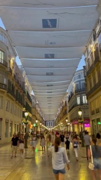 Малага Іспанія Люди Ходять Вулиці Ларіо Центрі Малага Високоякісні Fullhd — стокове відео