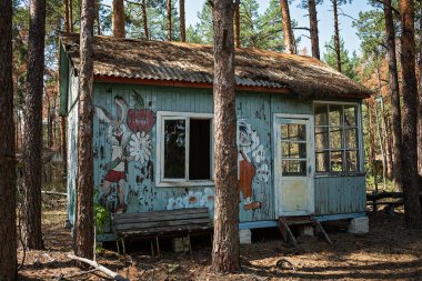 Ukraine, Chernobyl - 08/20/2017: Abandoned pioneer camp 