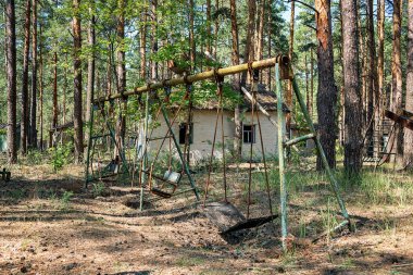 Ukraine, Chernobyl - 08/20/2017: Abandoned pioneer camp 