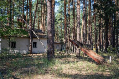 Ukraine, Chernobyl - 08/20/2017: Abandoned pioneer camp 