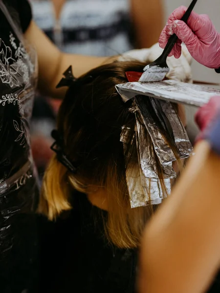 Coloration Des Cheveux Dans Salon Beauté — Photo