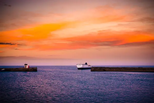 stock image Vessel approaching port of Dover in England