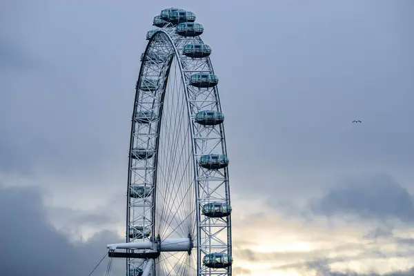 stock image LONDON, ENGLAND - JANUARY 14,2017: Close-up view of capsules on Coca Cola Millennium Wheel known as London Eye at sunrise sky