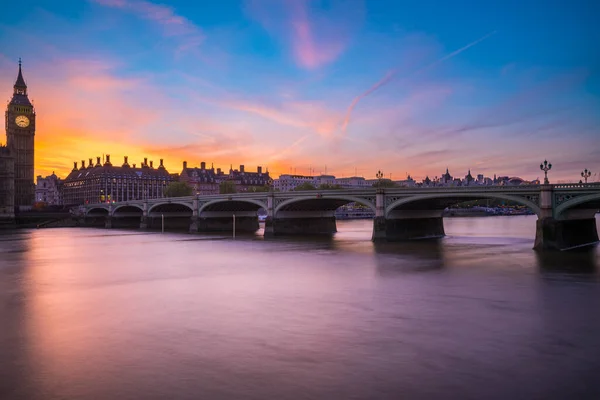 Westminster Bridge Big Ben Bij Zonsondergang Londen Engeland — Stockfoto