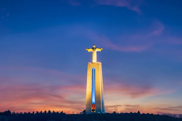 Estátua Alta Concreta Jesus Cristo Perto Lisboa Portugal Europa Imagem De Stock