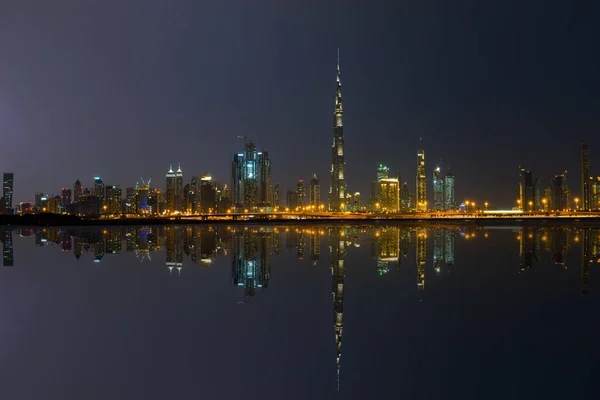 Panorama Panorâmico Dubai Noite Eau Imagens Royalty-Free