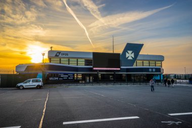 Dunkirk, Fransa-Ağustos. 2019: Fransa 'nın Dunkirk limanındaki DFDS Denizyolu feribot terminali 