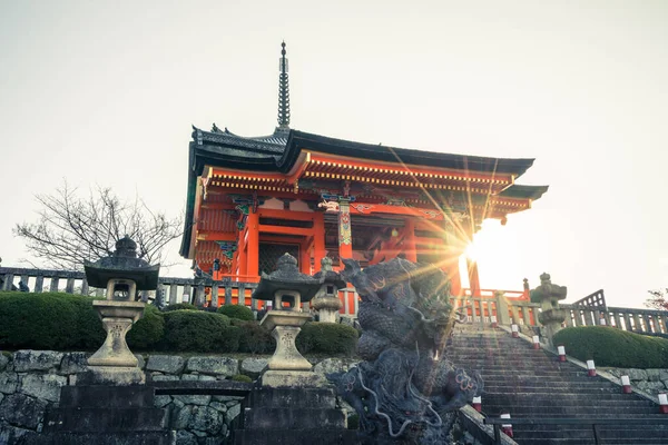 Ingresso Tempio Kiyomizu Dera Con Bagliore Solare Kyoto Giappone — Foto Stock