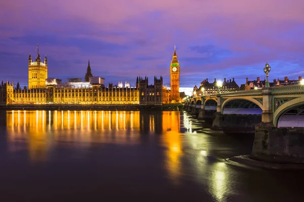 Big Ben Και Παλάτι Του Γουέστμινστερ Στο Λονδίνο Νύχτα Ηνωμένο — Φωτογραφία Αρχείου