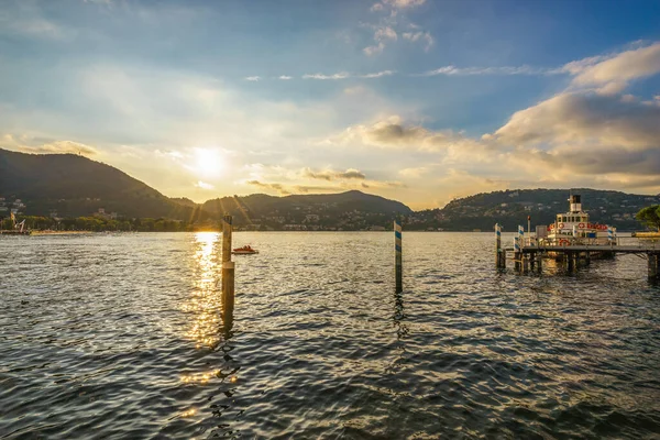 Lago Como Tramonto Italia — Foto Stock