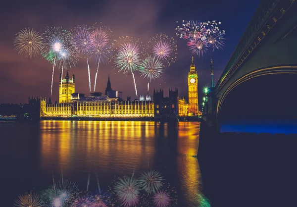 Fireworks Show Big Ben Palace Westminster — Stock Photo, Image