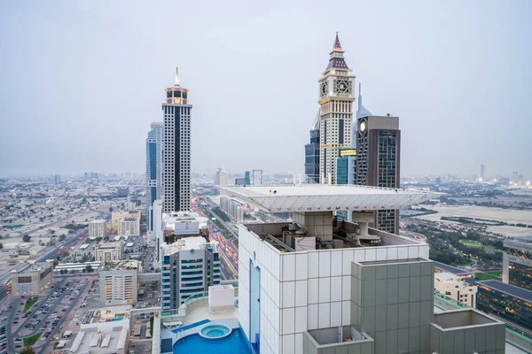 Finansal Bölgedeki Dubai Gökdelenlerinin Hava Görüntüsü — Stok fotoğraf