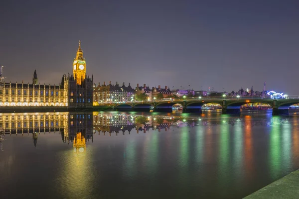 Μπιγκ Μπεν Στο Λονδίνο Νύχτα Ηνωμένο Βασίλειο — Φωτογραφία Αρχείου