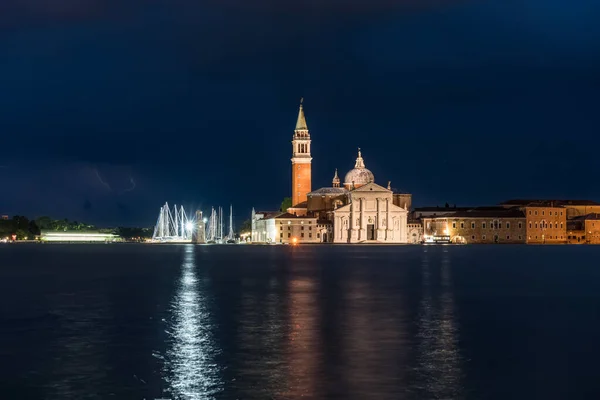 stock image San Giorgio Maggiore church at night in Venice, Italy