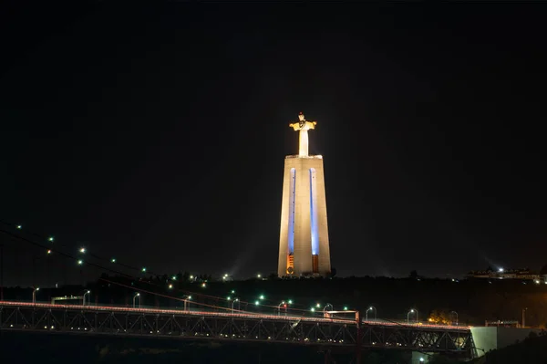 Lång Konkret Staty Jesus Kristus Nära Lissabon Portugal Europa — Stockfoto