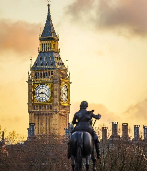 Big Ben Vue Trafalgar Square Coucher Soleil Londres Royaume Uni — Photo