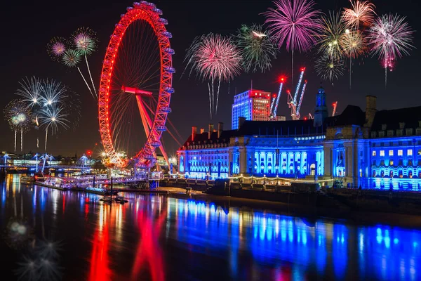 Londýn Anglie Prosince 2015 Londýnské Oko Královská Procházka Ohňostrojem — Stock fotografie