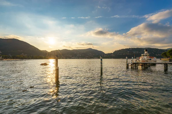 Lago Como Pôr Sol Itália — Fotografia de Stock