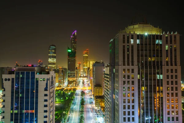 Vista Aerea Del Centro Abu Dhabi Notte Emirati Arabi Uniti — Foto Stock