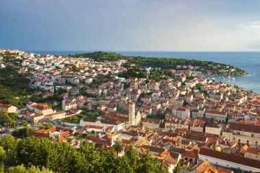 Hırvatistan 'da Hvar' ın hava manzarası