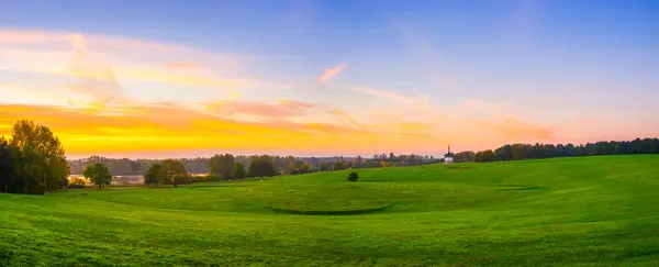 stock image Willen park at sunrise in Milton Keynes. England