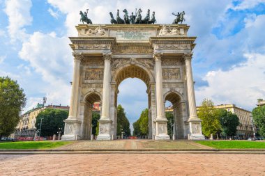 Arco della pace barış (kemer), porta sempione, milan, İtalya 