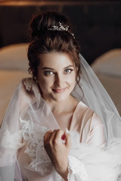 Pagi Yang Indah Hari Pernikahan Foto Busana Pengantin Wanita Cantik — Stok Foto