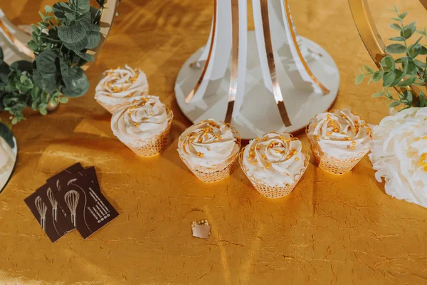 Casamento Delicioso Barra Doces Para Banquete Conceito Celebração Sobremesas Moda — Fotografia de Stock