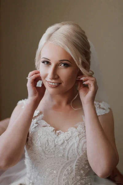 Bride Portrait Cantik Tata Rambut Pengantin Wanita Muda Cantik Dengan — Stok Foto