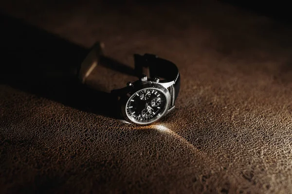 Manhã Noivo Detalhes Detalhes Noivo São Escuros Relógio Masculino — Fotografia de Stock