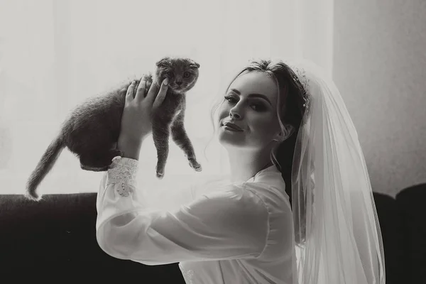 Ein Junges Elegantes Mädchen Bild Einer Braut Mit Einem Schönen — Stockfoto