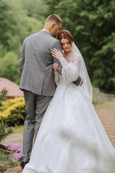 Bruiloft Liefde Koppel Tuin Voor Het Huwelijk Viering Van Ceremonie — Stockfoto