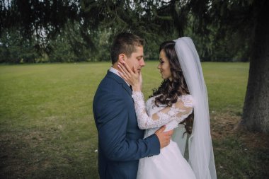 Gelin ve damat, beyaz bir duvak takan gelinle birlikte bir tarlada duruyorlar. Adam kadının elini tutuyor ve ikisi de mutlu ve memnun görünüyorlar. Aşk ve mutluluk kavramı