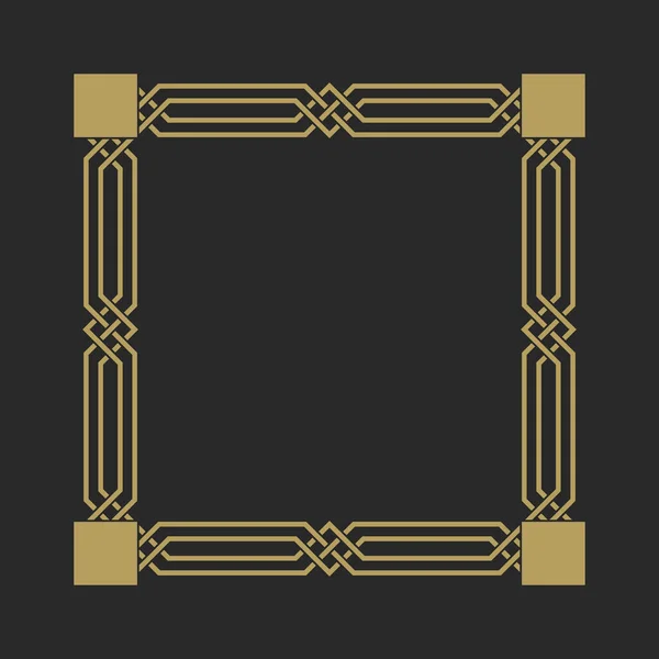 Zlatý Rám Vzorem Stylu Art Deco — Stockový vektor