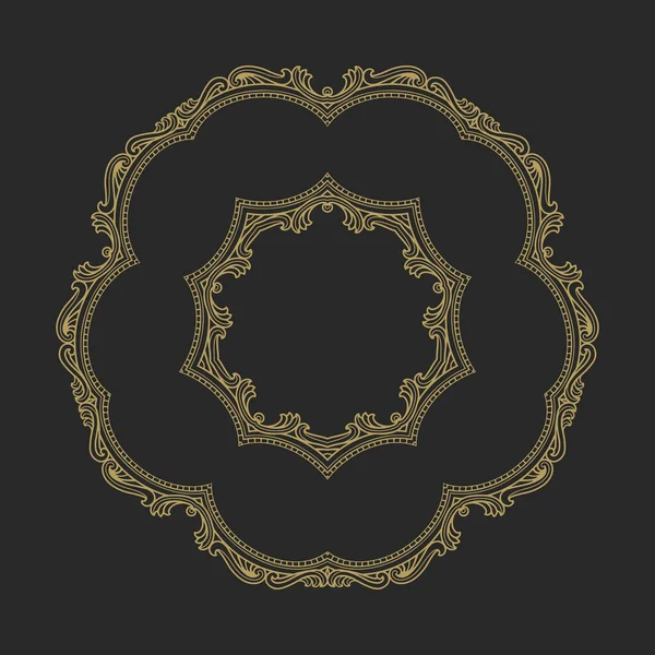 中央に花柄のある金の枠 — ストックベクタ
