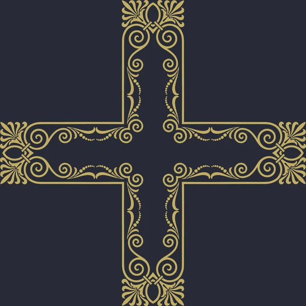 渦巻きと渦巻きを持つ金の十字架 — ストックベクタ