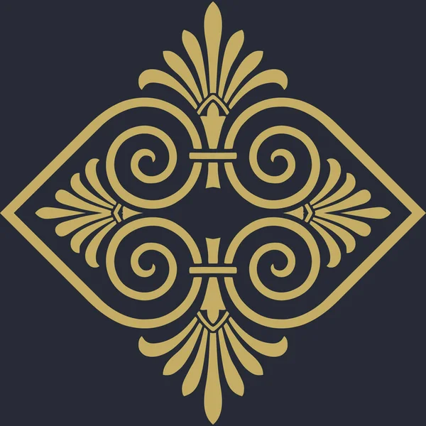 Gold Leaf Design Black Background — Stock Vector