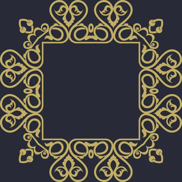 Square Frame Heart Gold Dark Background — Stock Vector