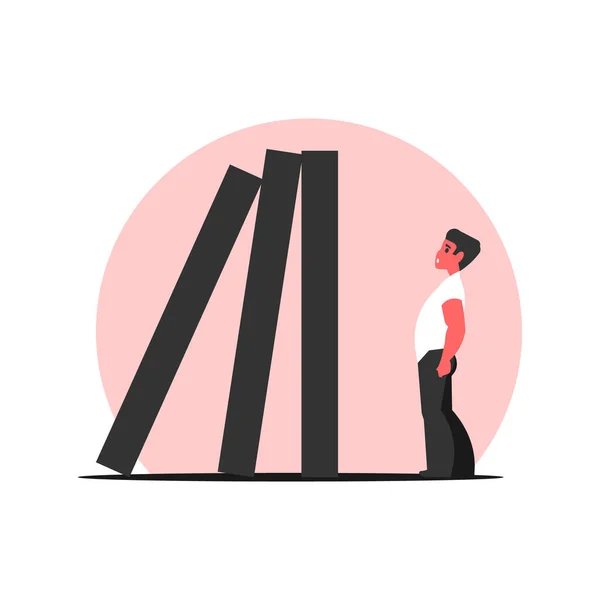 Homme Tient Devant Les Dominos — Image vectorielle