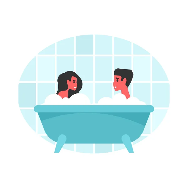Hombre Mujer Bañera Ilustración Vectorial Estilo Plano — Vector de stock