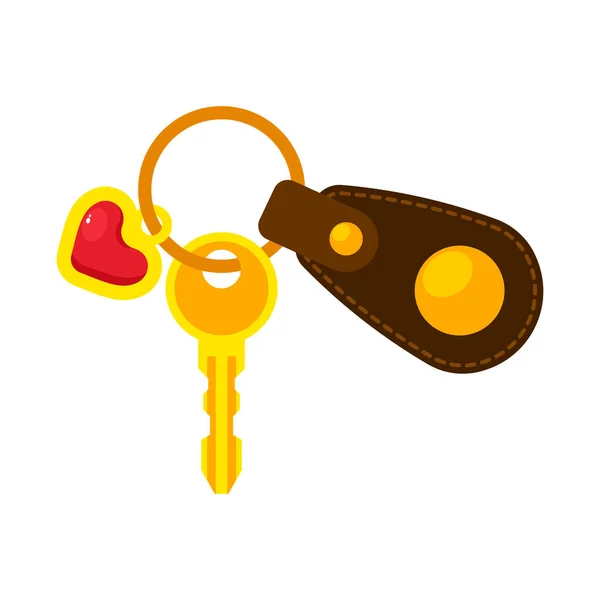 Keyring Heart Icon Flat Illustration Key Ring Heart Icon Web — Stock Vector