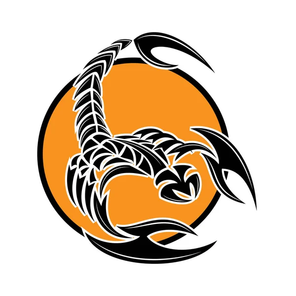 Wektorowy Wizerunek Stylizowanego Skorpiona Pomarańczowym Tle — Wektor stockowy