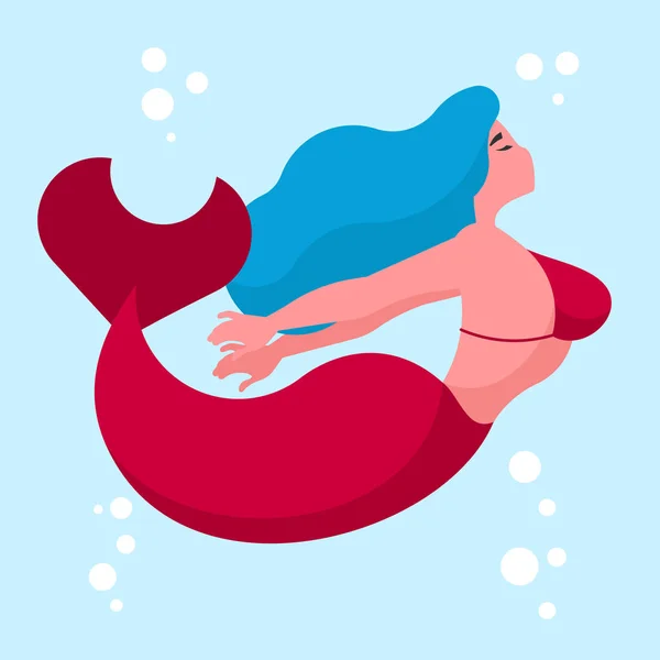 Mujer Joven Nadando Mar Ilustración Vectorial Estilo Plano — Vector de stock