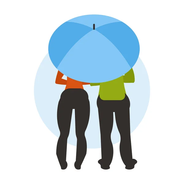 Man Woman Umbrella Vector Illustration Flat Style — Stock Vector