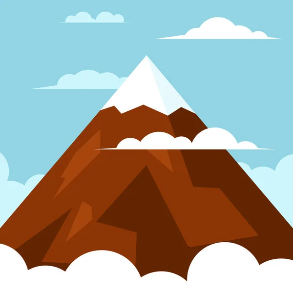 Pico Montaña Las Nubes Diseño Plano Ilustración Vectorial — Archivo Imágenes Vectoriales
