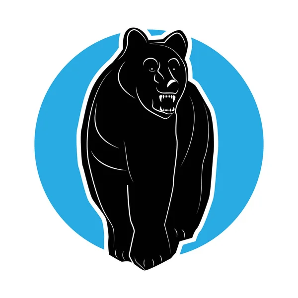 Векторное Изображение Черного Медведя Синем Фоне Символ Года — стоковый вектор